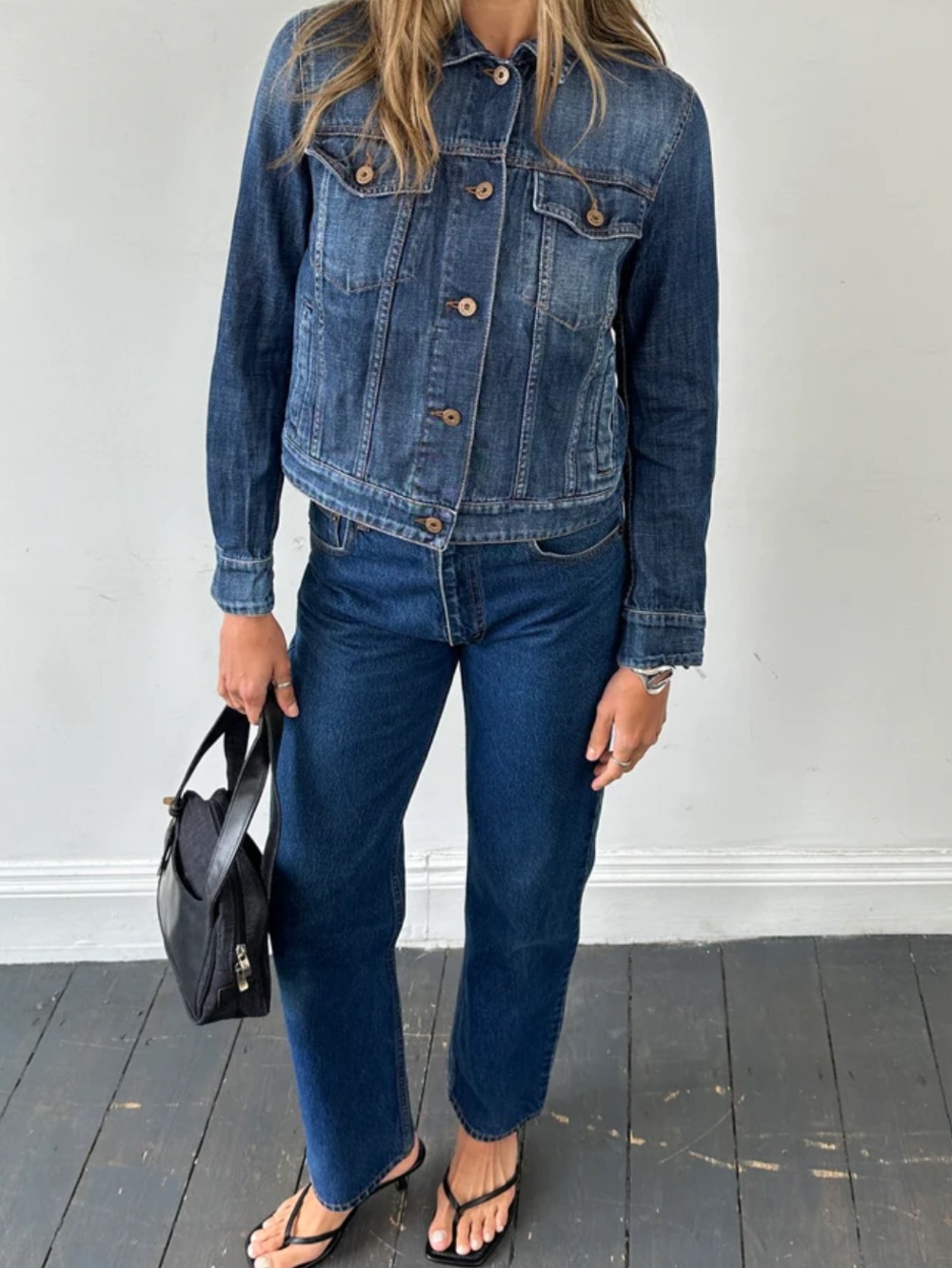 MaxMara Dark Indigo Jean Jacket Size 8 - Picture 3 of 7